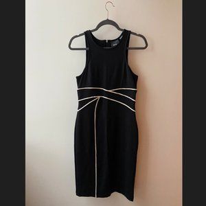 Anthropologie Maeve Black With White Piping Tank Midi Dress